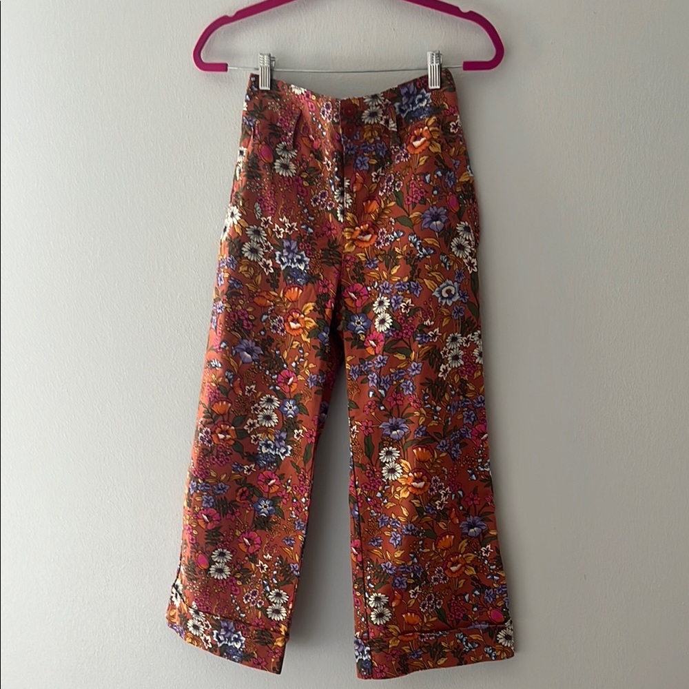 Maeve by Anthropologie Floral Cropped Wide-Leg Pants